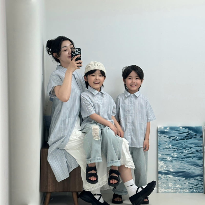 Little Rabbit - Korean Women Fashion - #womensfashion - Family Look Sky Shirt (Dad) - 3
