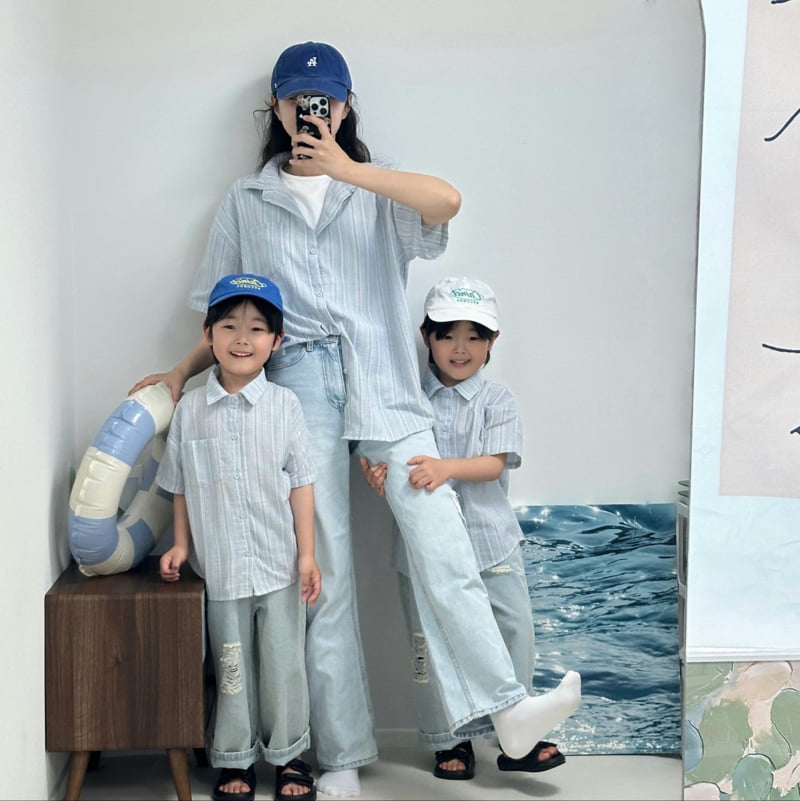 Little Rabbit - Korean Women Fashion - #womensfashion - Family Look Sky Shirt (Dad) - 7