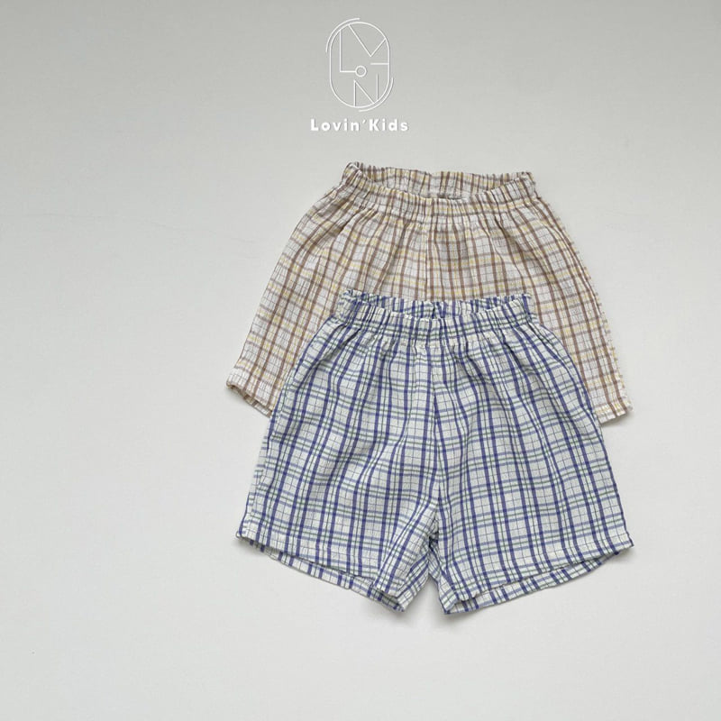 Lovin - Korean Baby Fashion - #onlinebabyshop - Beach Check Shorts