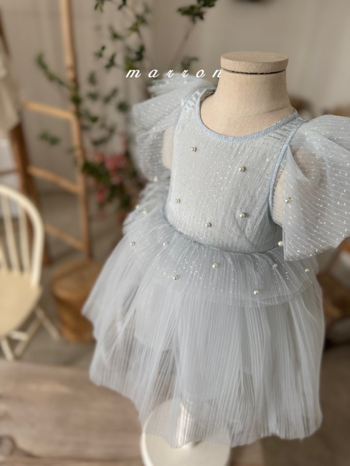 Marron - Korean Baby Fashion - #babygirlfashion - Pearl Dress - 5