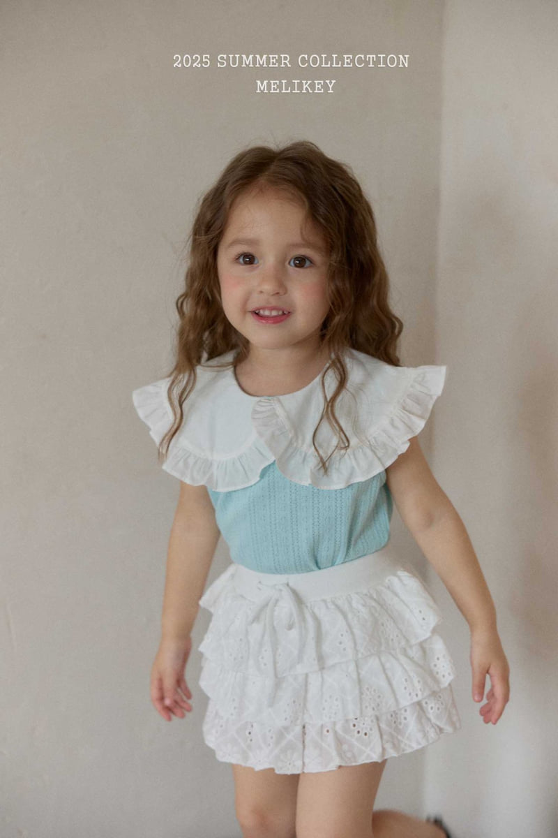Melikey - Korean Children Fashion - #fashionkids - Eyelet Sleeveless Blouse - 10