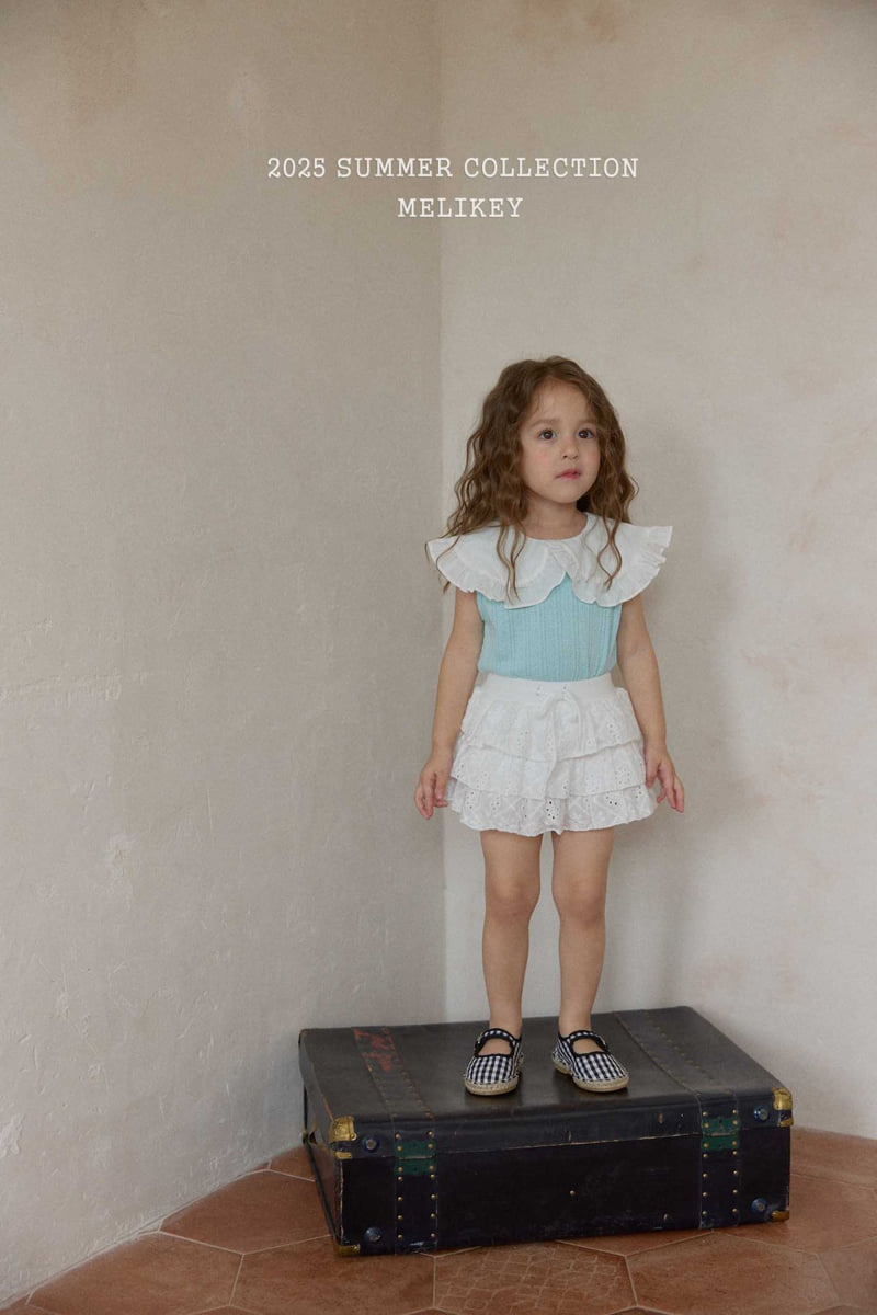 Melikey - Korean Children Fashion - #kidsshorts - Eyelet Sleeveless Blouse - 11