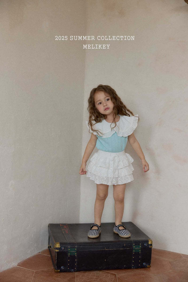 Melikey - Korean Children Fashion - #kidsstore - Eyelet Sleeveless Blouse - 12