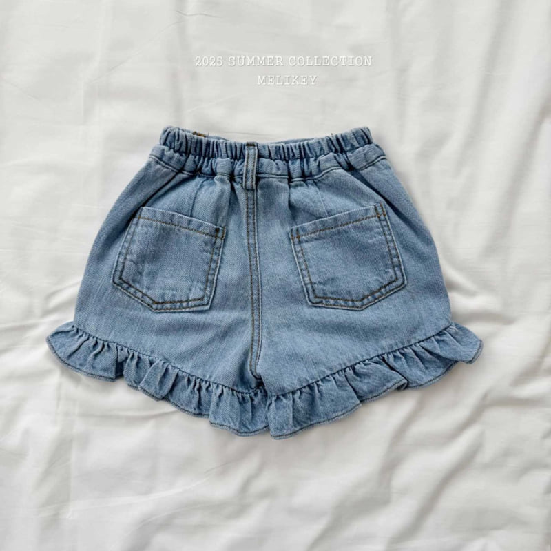 Melikey - Korean Children Fashion - #kidsstore - Denim Frill Shorts - 7