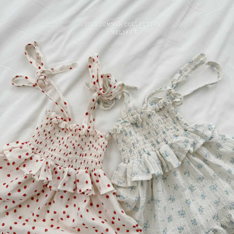 Melikey - Korean Children Fashion - #magicofchildhood - Strawberry Flower Tiered One-piece