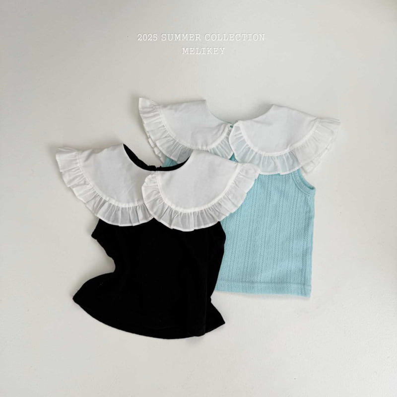 Melikey - Korean Children Fashion - #minifashionista - Eyelet Sleeveless Blouse