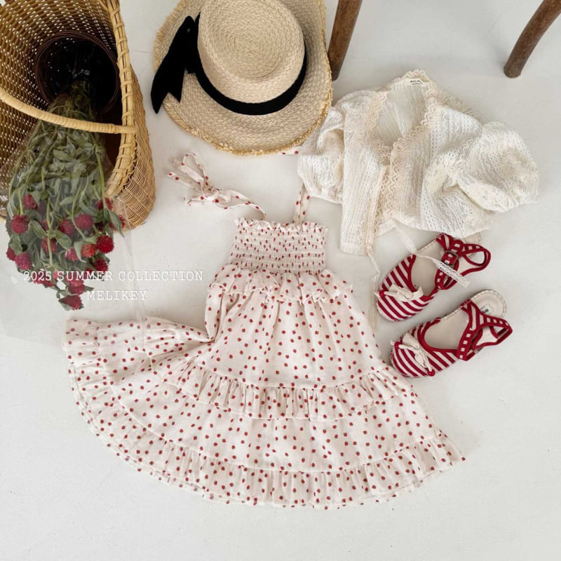 Melikey - Korean Children Fashion - #stylishchildhood - Strawberry Flower Tiered One-piece - 6
