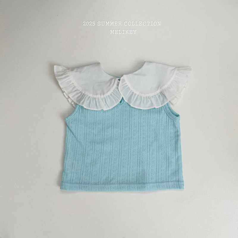 Melikey - Korean Children Fashion - #stylishchildhood - Eyelet Sleeveless Blouse - 5