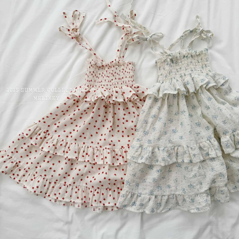 Melikey - Korean Children Fashion - #prettylittlegirls - Strawberry Flower Tiered One-piece - 4