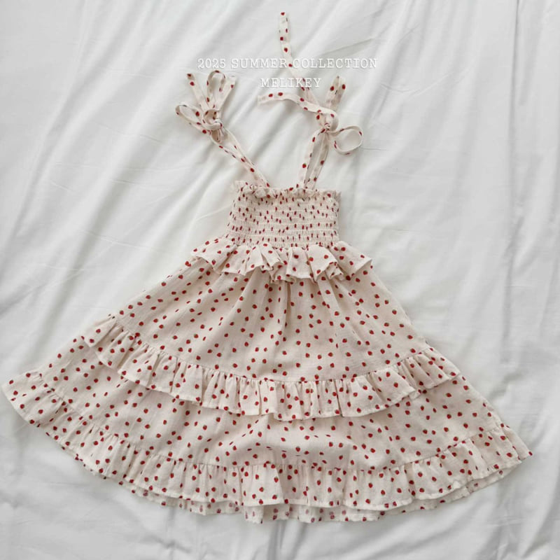 Melikey - Korean Children Fashion - #toddlerclothing - Strawberry Flower Tiered One-piece - 5