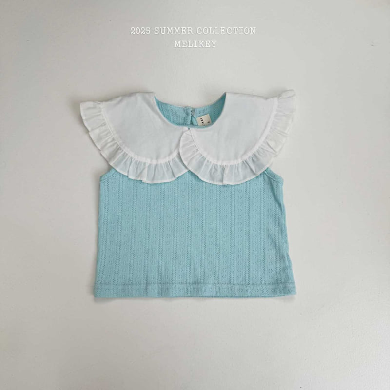 Melikey - Korean Children Fashion - #todddlerfashion - Eyelet Sleeveless Blouse - 4