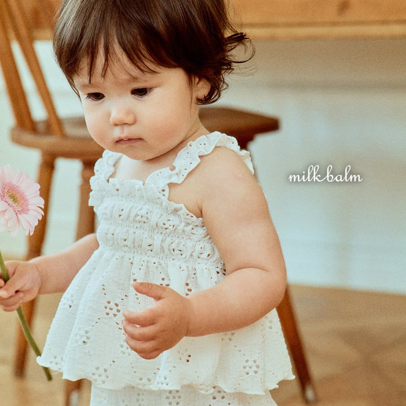 Milk Balm - Korean Children Fashion - #fashionkids - Eyelet Shirred Set-Up