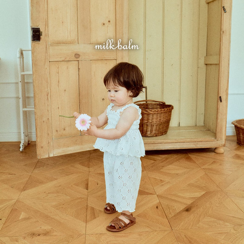 Milk Balm - Korean Children Fashion - #kidsstore - Eyelet Shirred Set-Up - 3