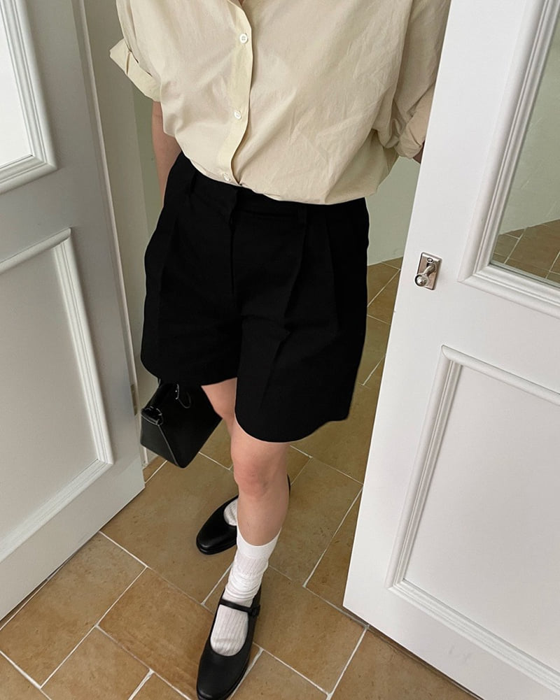 Moani - Korean Women Fashion - #momslook - Cotton Twill Pintuck Shorts