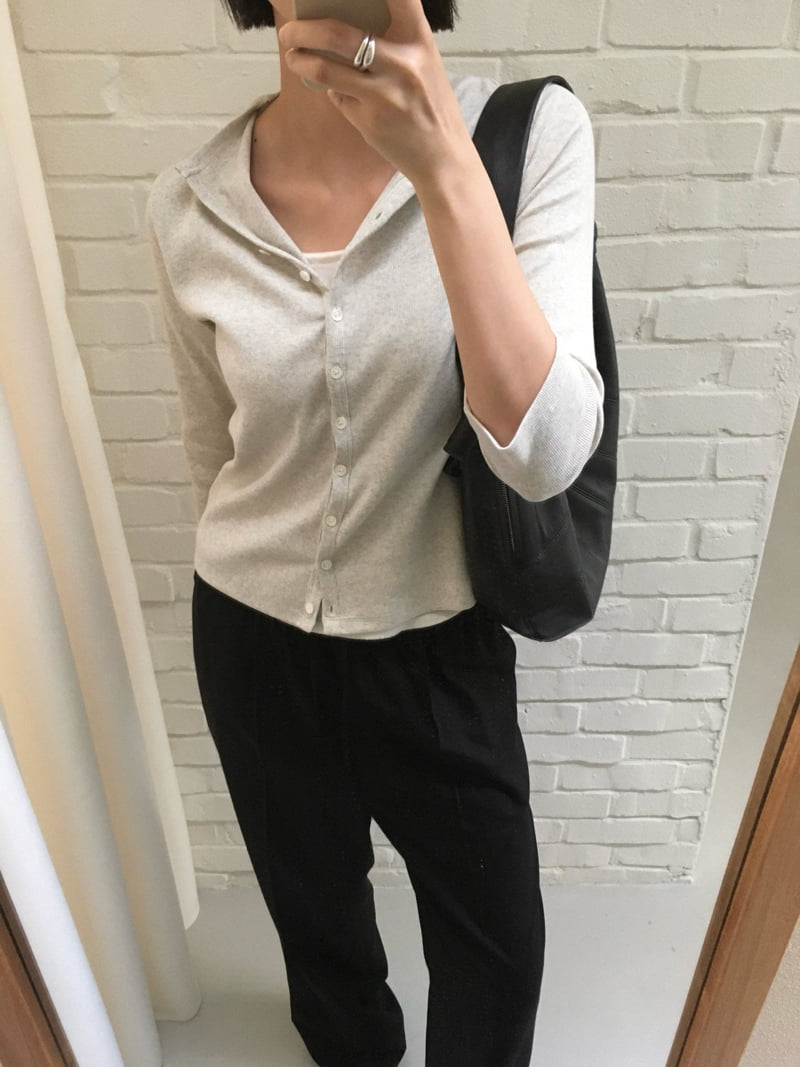 Moani - Korean Women Fashion - #momslook - Mok-Neck Jersey Cardigan - 2