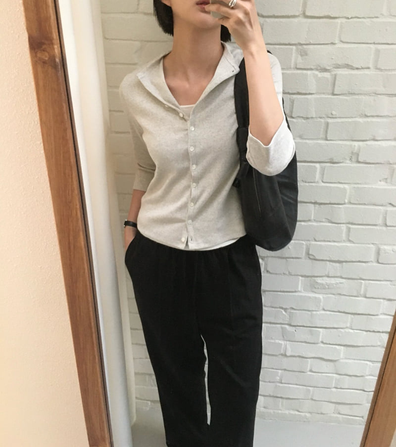 Moani - Korean Women Fashion - #womensfashion - Mok-Neck Jersey Cardigan - 4
