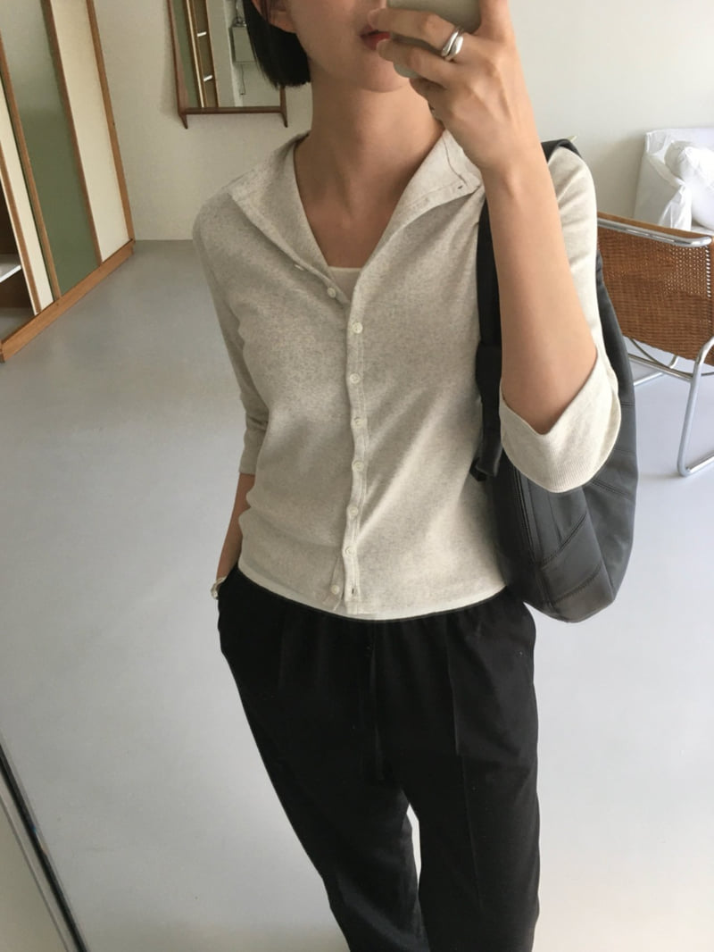 Moani - Korean Women Fashion - #momslook - Mok-Neck Jersey Cardigan - 7