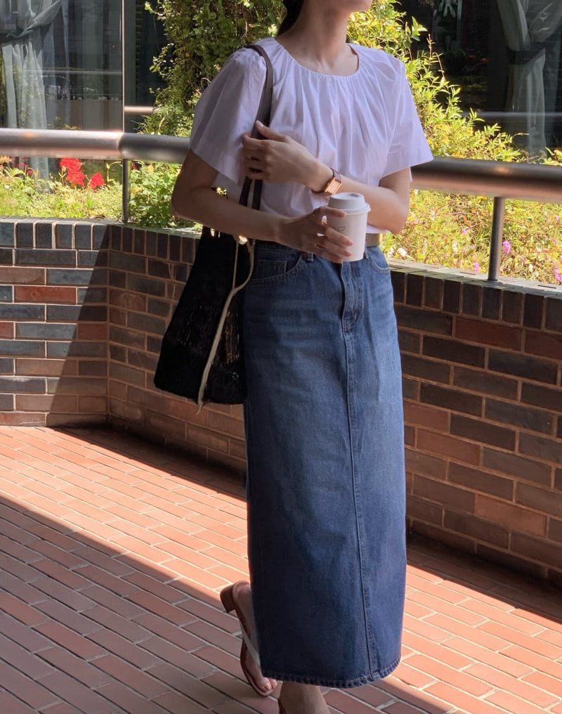Moani - Korean Women Fashion - #momslook - Ayla Back Slit Denim Skirt - 6