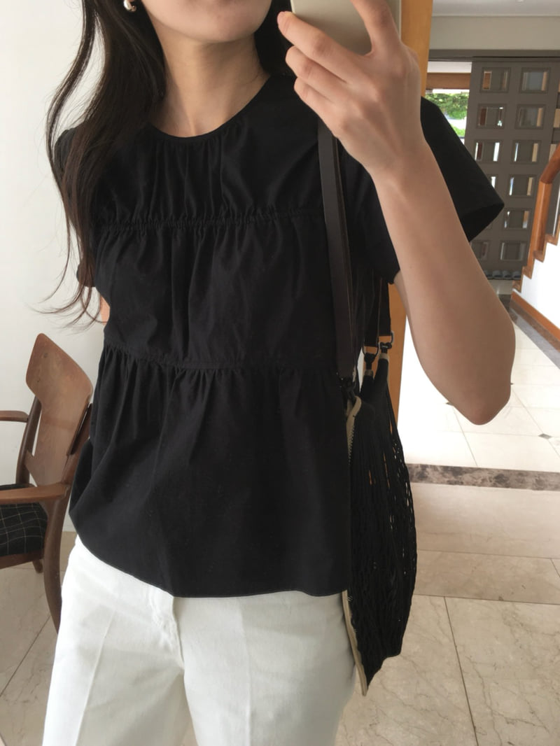 Moani - Korean Women Fashion - #momslook - Plain Shirring Blouse