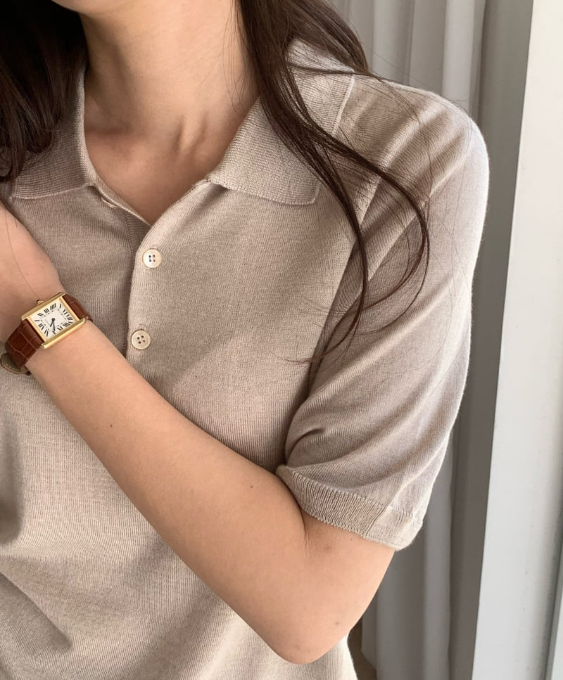 Moani - Korean Women Fashion - #momslook - Summer Silkwool Button Collar Knit - 11
