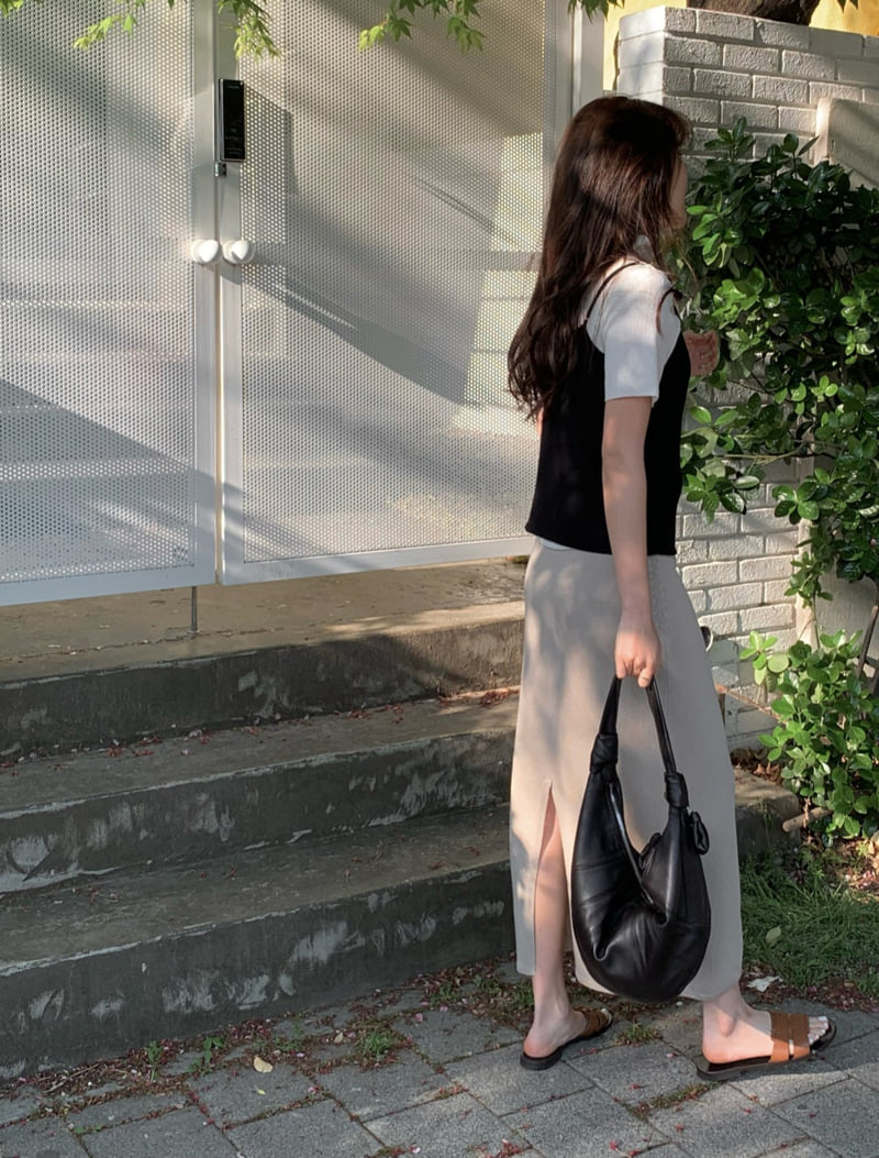Moani - Korean Women Fashion - #momslook - Linen Back Slit Knit Skirt - 9