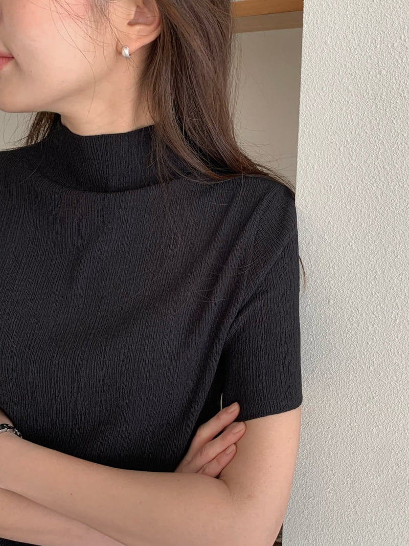 Moani - Korean Women Fashion - #momslook - Crease Mok Neck Top  - 5