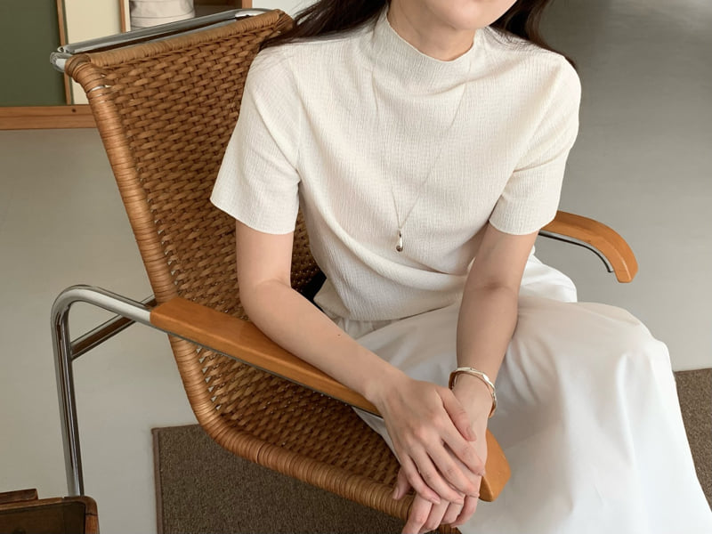 Moani - Korean Women Fashion - #momslook - Crease Mok Neck Top  - 7