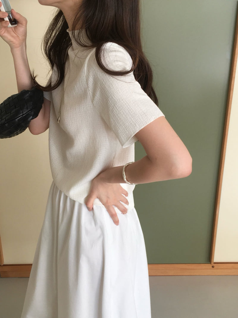 Moani - Korean Women Fashion - #momslook - Crease Mok Neck Top  - 9