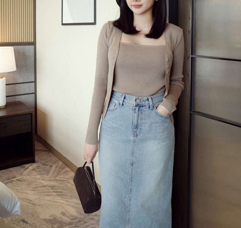 Moani - Korean Women Fashion - #pursuepretty - Ayla Back Slit Denim Skirt - 10