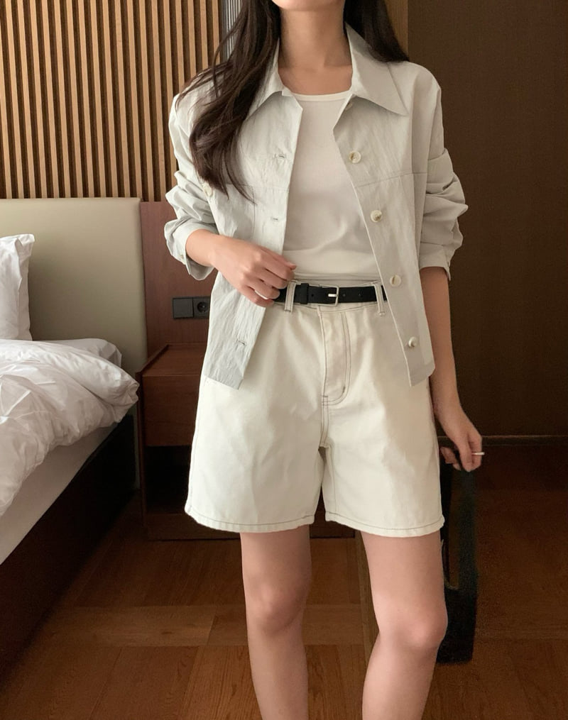 2 Pocket Cropped Shirt Jacket by Moani for Women - view 8