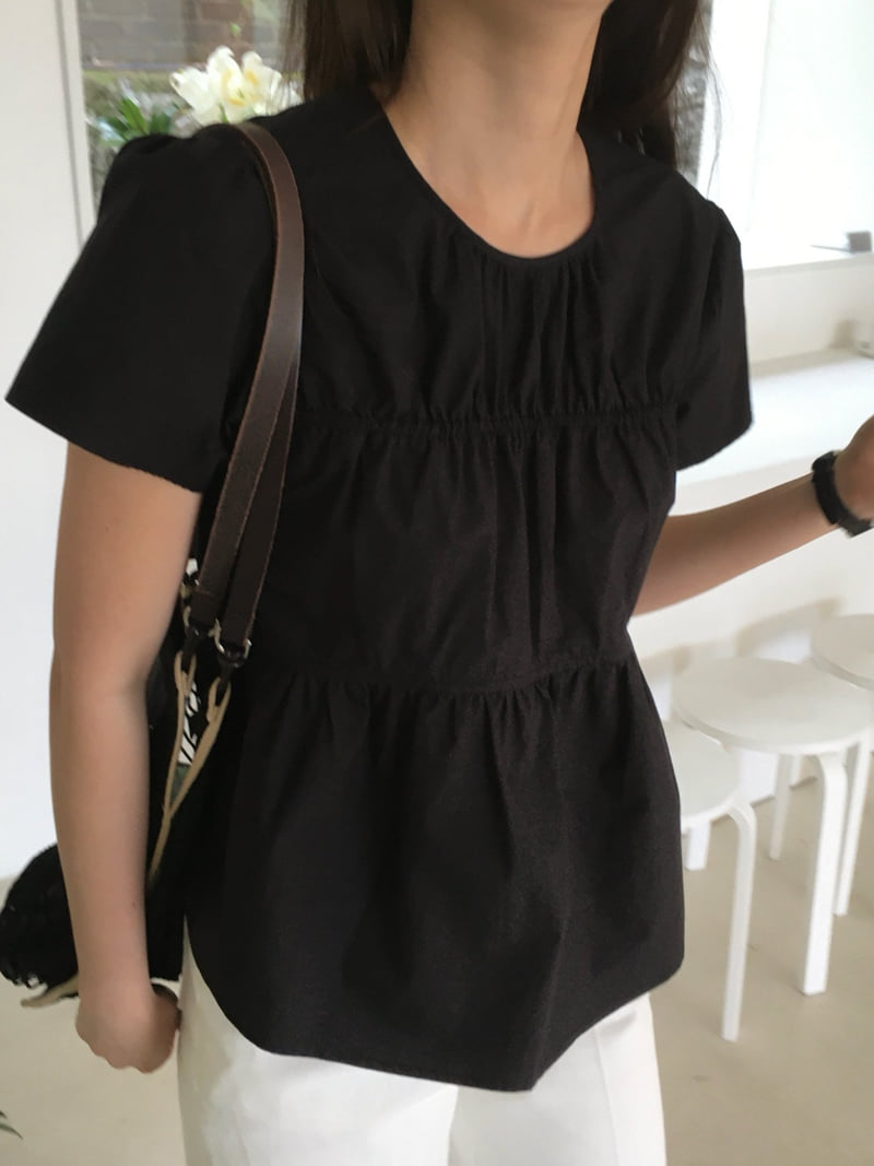 Moani - Korean Women Fashion - #pursuepretty - Plain Shirring Blouse - 5