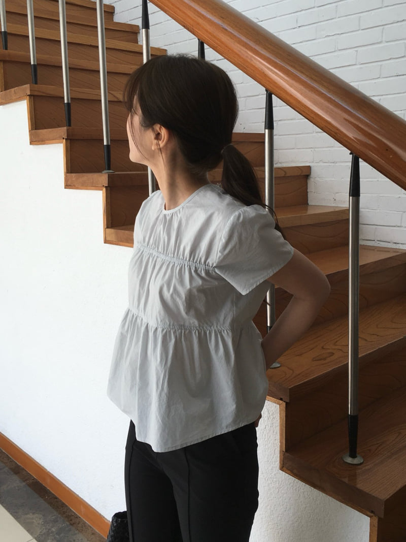 Moani - Korean Women Fashion - #restrostyle - Plain Shirring Blouse - 6