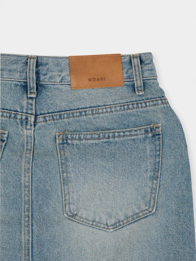 Moani - Korean Women Fashion - #romanticstyle - Ayla Back Slit Denim Skirt - 12