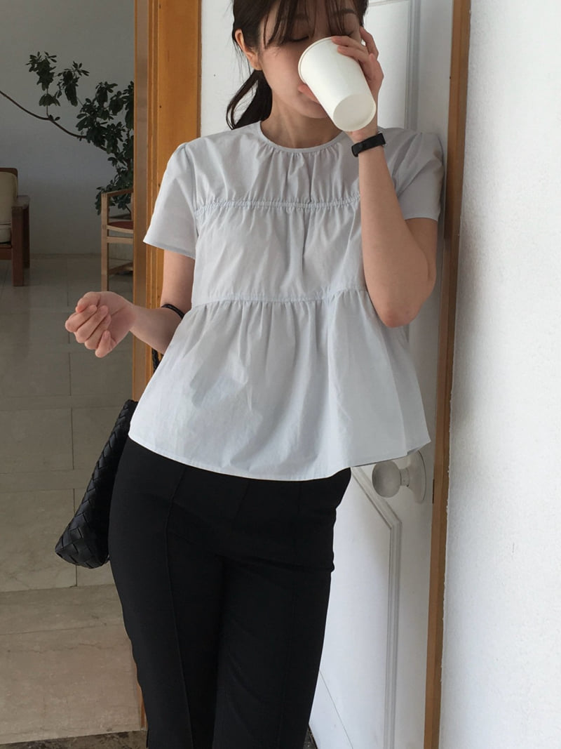 Moani - Korean Women Fashion - #thatsdarling - Plain Shirring Blouse - 9