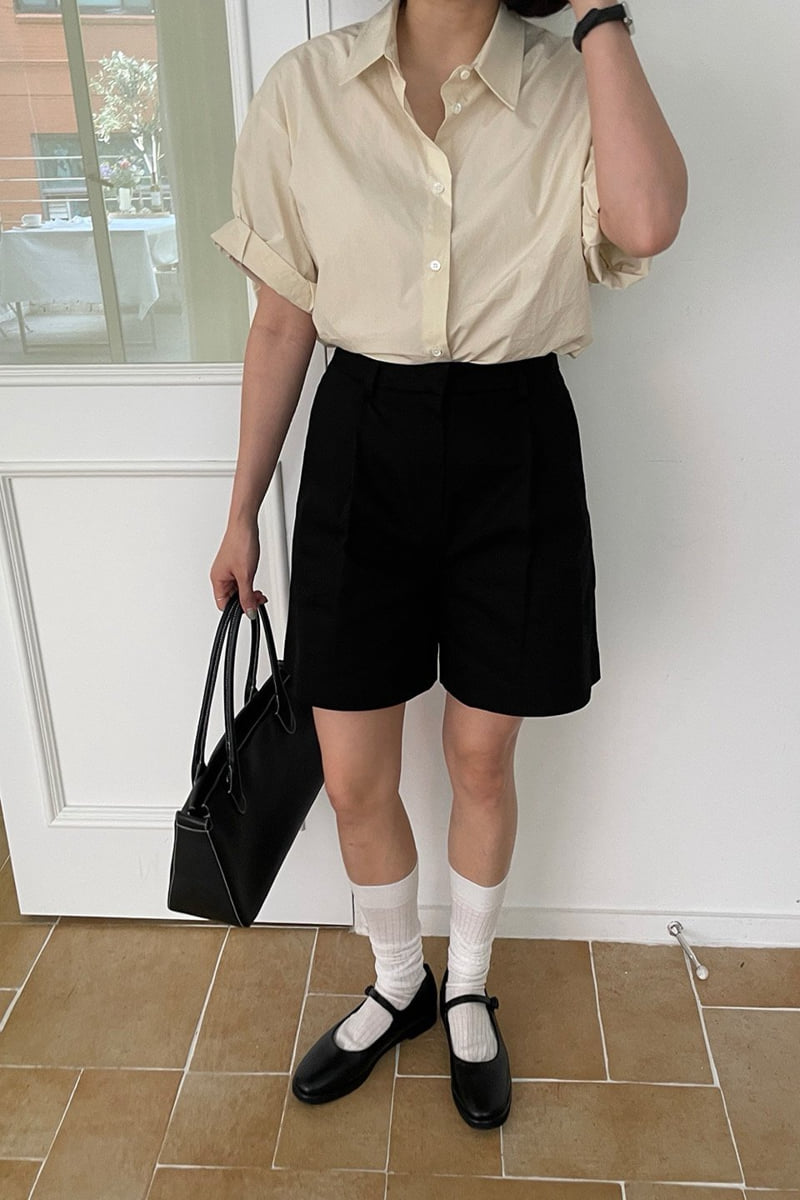 Moani - Korean Women Fashion - #momslook - Cotton Twill Pintuck Shorts - 4