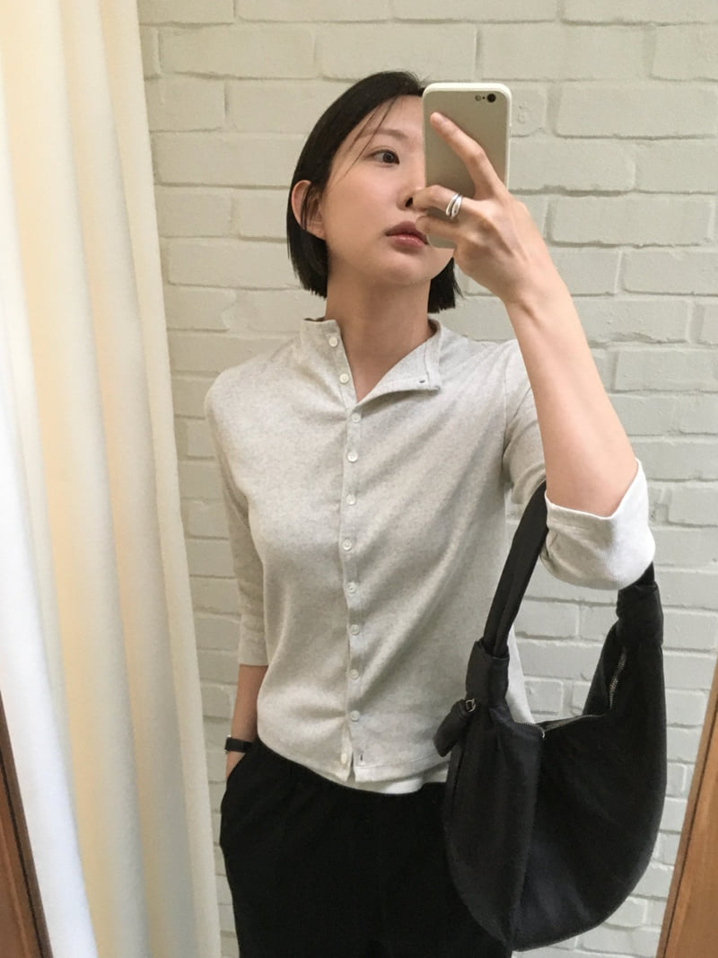 Moani - Korean Women Fashion - #womensfashion - Mok-Neck Jersey Cardigan - 3