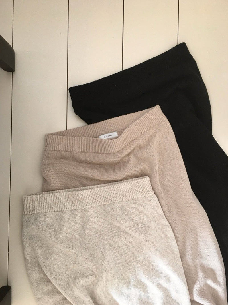 Moani - Korean Women Fashion - #womensfashion - Linen Back Slit Knit Skirt - 6