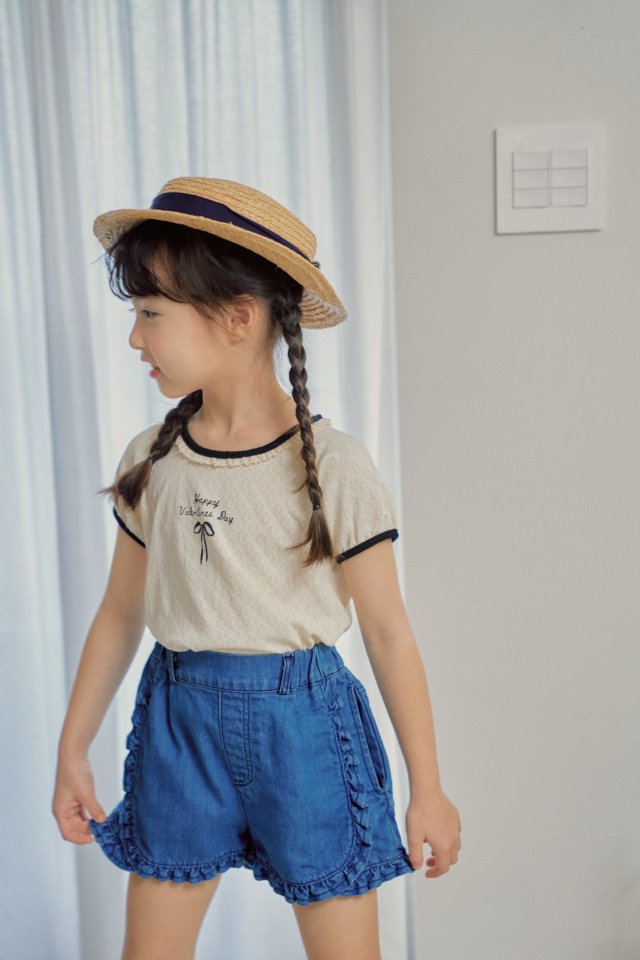 Momo Ann - Korean Children Fashion - #designkidswear - Frill Denim Shorts - 4