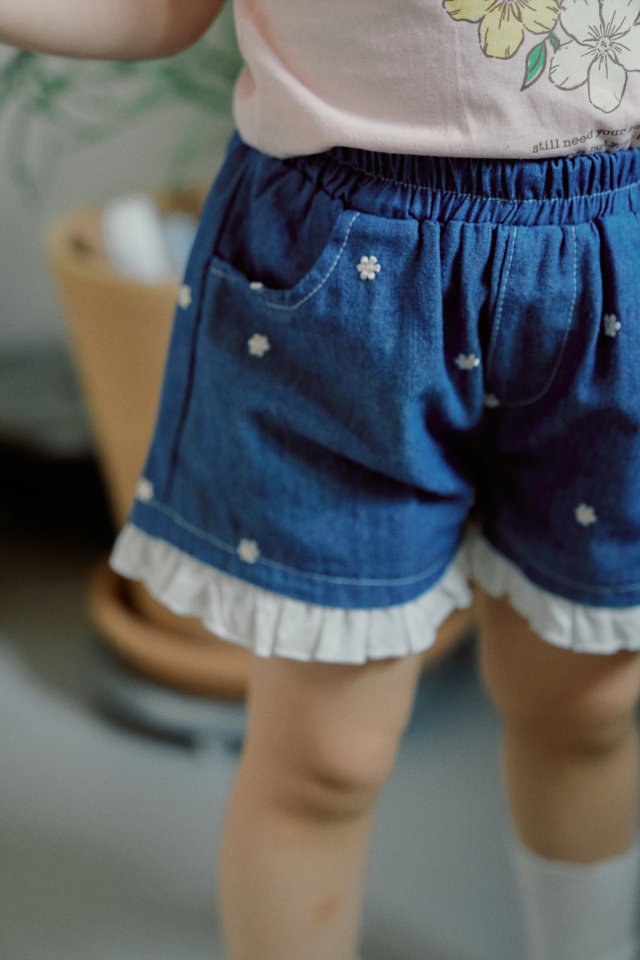 Momo Ann - Korean Children Fashion - #fashionkids - Coarse Denim Shorts - 8