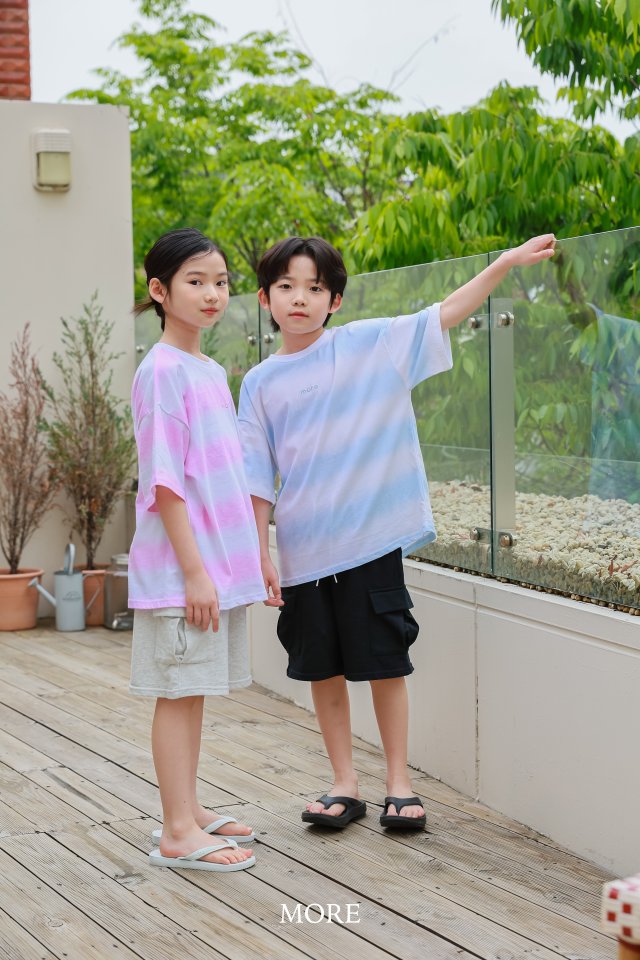 More - Korean Children Fashion - #Kfashion4kids - Gradient Stripe Short Sleeve Tee