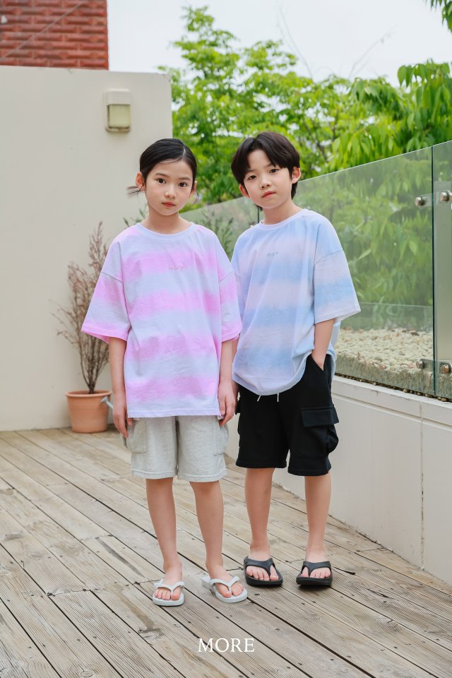 More - Korean Children Fashion - #childofig - Gradient Stripe Short Sleeve Tee - 9