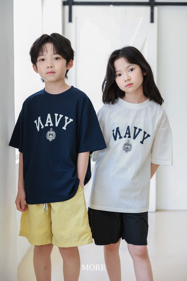 More - Korean Children Fashion - #kidsshorts - NAVY Short Sleeve Tee - 12