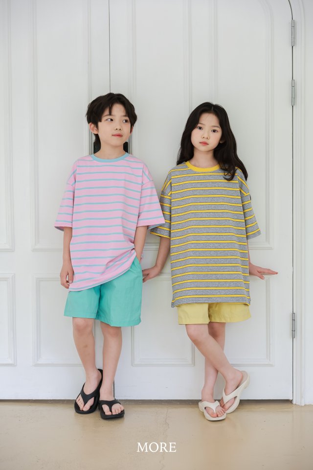 More - Korean Children Fashion - #kidsshorts - Combi Stripe Short Sleeve Tee - 3
