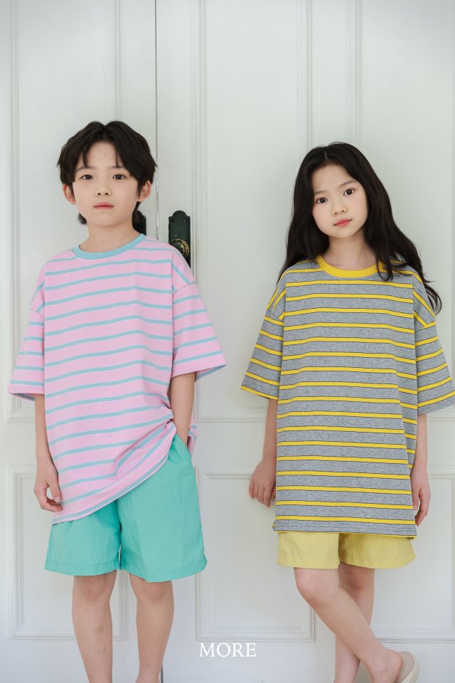 More - Korean Children Fashion - #kidzfashiontrend - Combi Stripe Short Sleeve Tee - 5