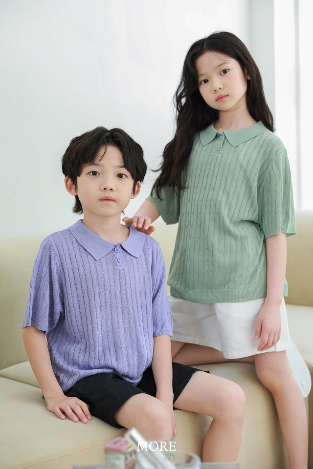 More - Korean Children Fashion - #littlefashionista - Cable PK Short Sleeve Knit - 9