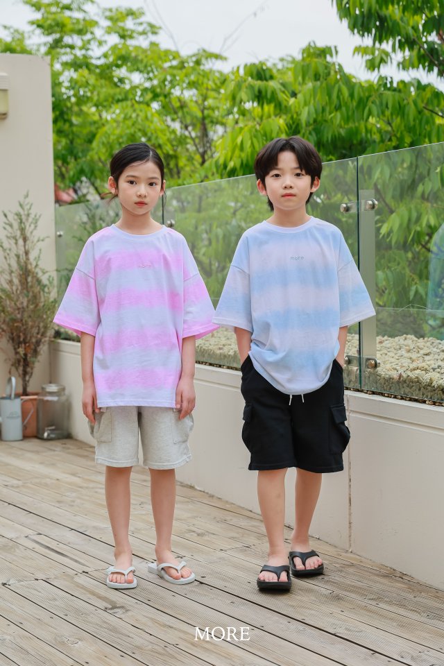 More - Korean Children Fashion - #magicofchildhood - Gradient Stripe Short Sleeve Tee - 3
