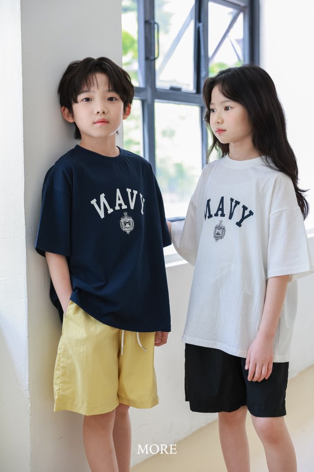 More - Korean Children Fashion - #magicofchildhood - NAVY Short Sleeve Tee