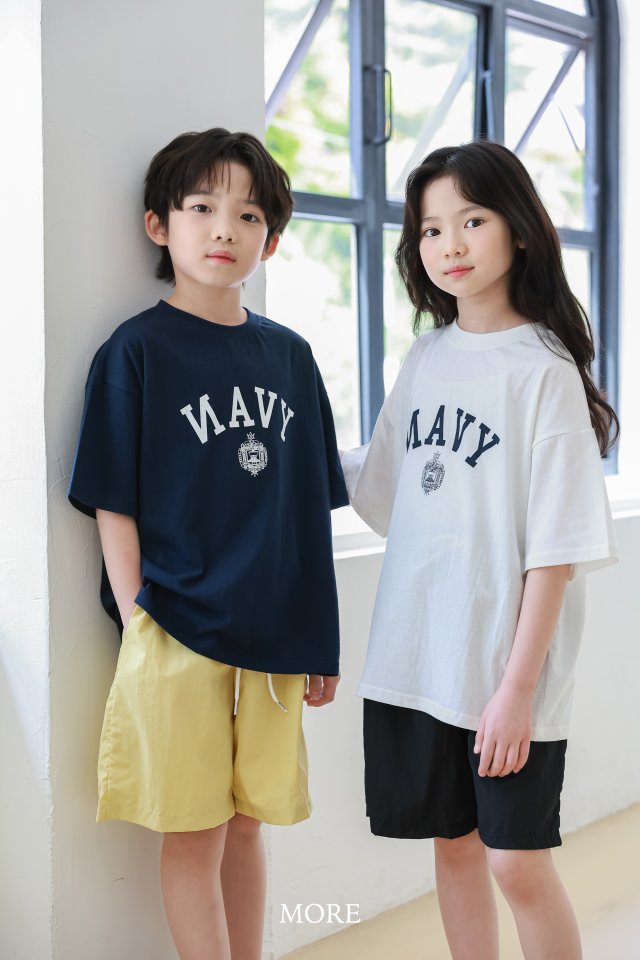More - Korean Children Fashion - #prettylittlegirls - NAVY Short Sleeve Tee - 3
