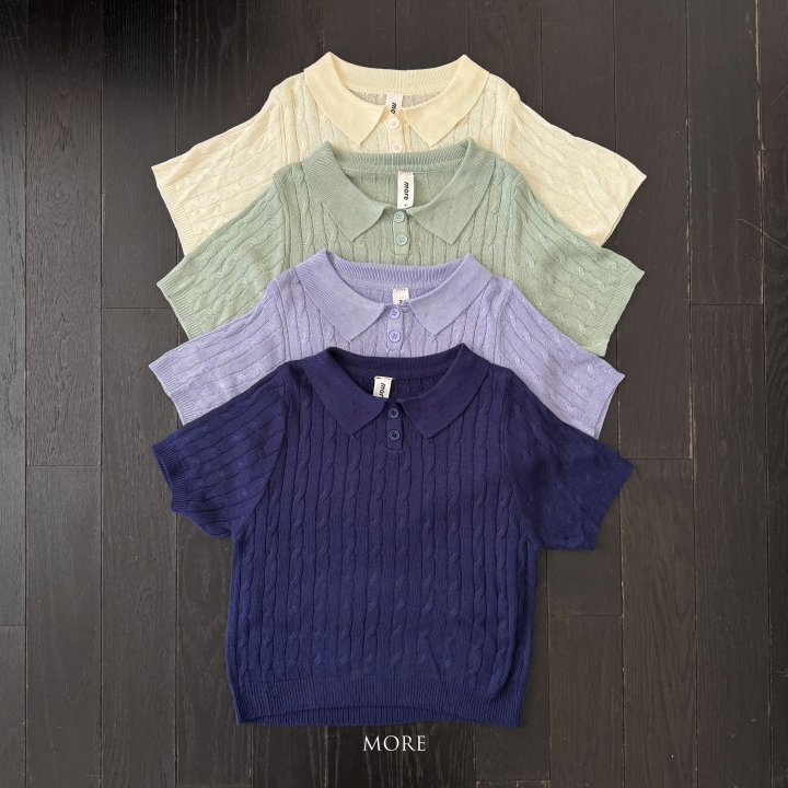 More - Korean Children Fashion - #prettylittlegirls - Cable PK Short Sleeve Knit - 12