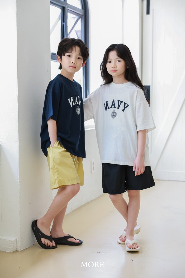 More - Korean Children Fashion - #prettylittlegirls - NAVY Short Sleeve Tee - 4